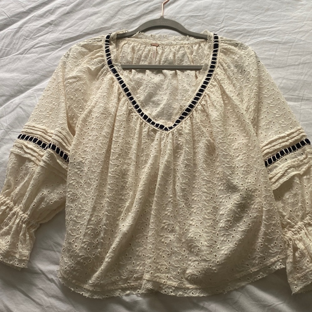 Free People Lace Peasant Blouse